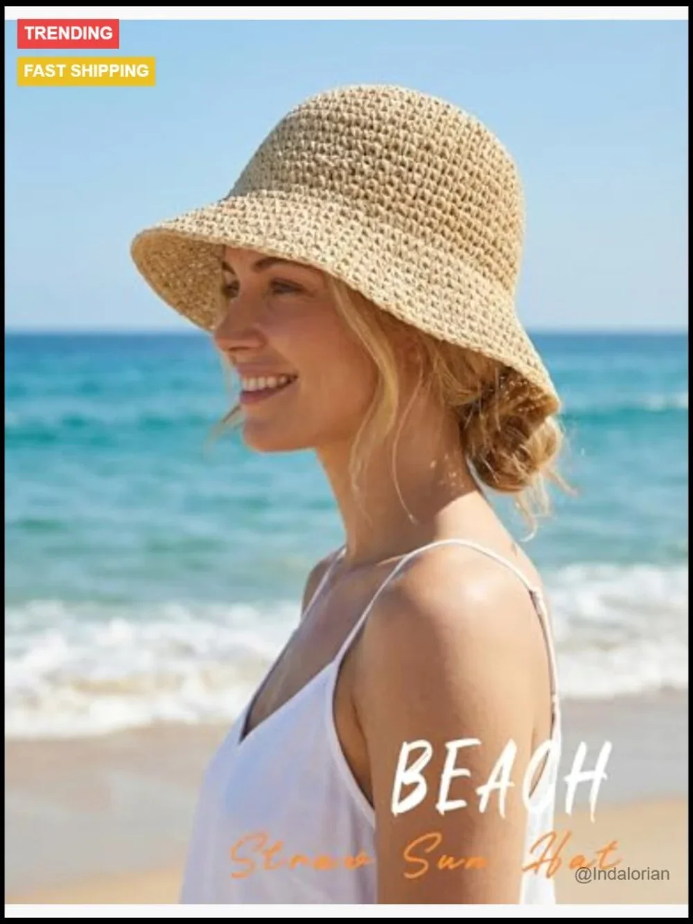 Straw Bucket Hat Packable Floppy Wide Brim UV Protection Travel Sun Hat
